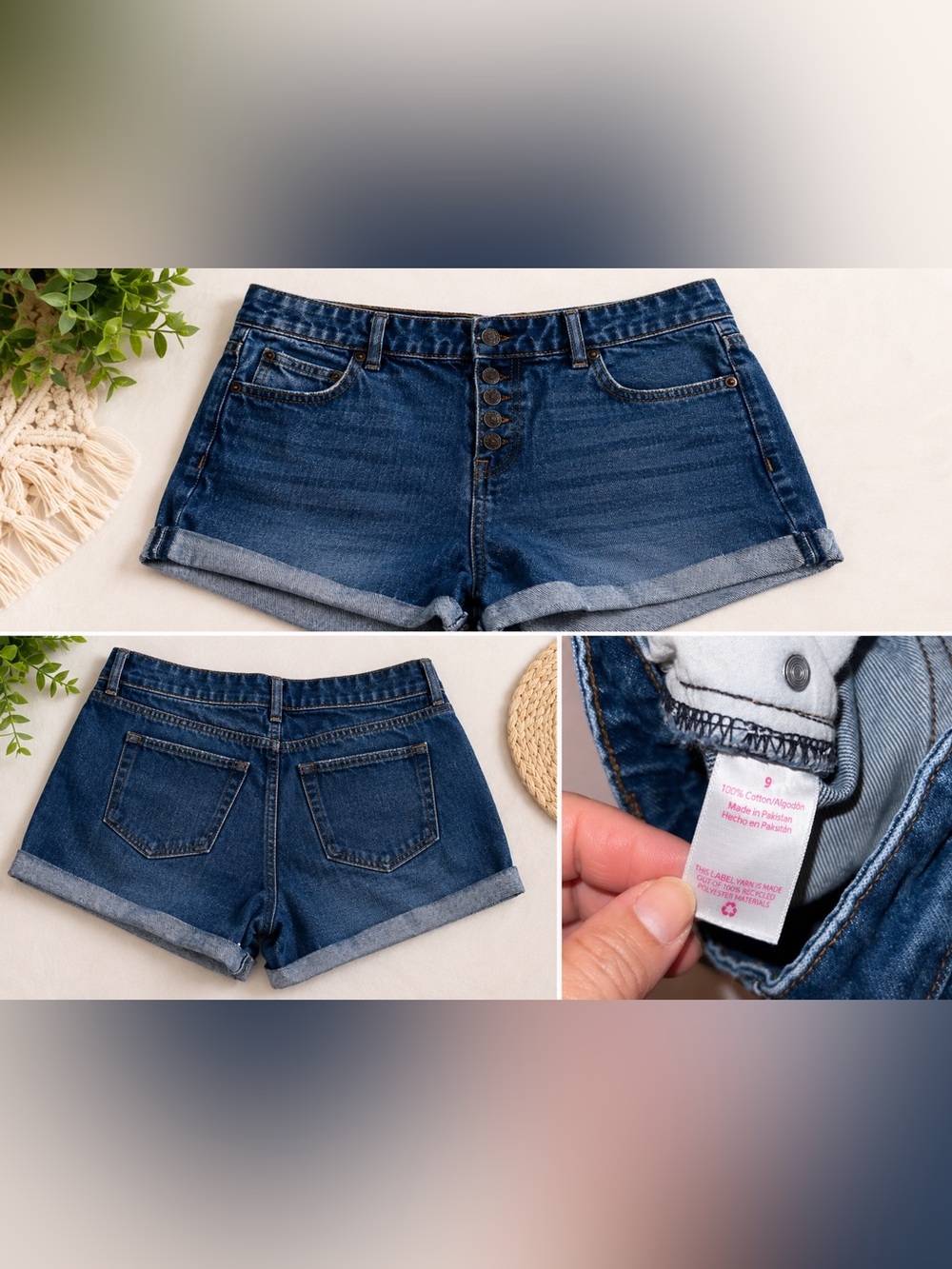 No Boundaries Button Fly Cuffed Denim Shorts | Size 9